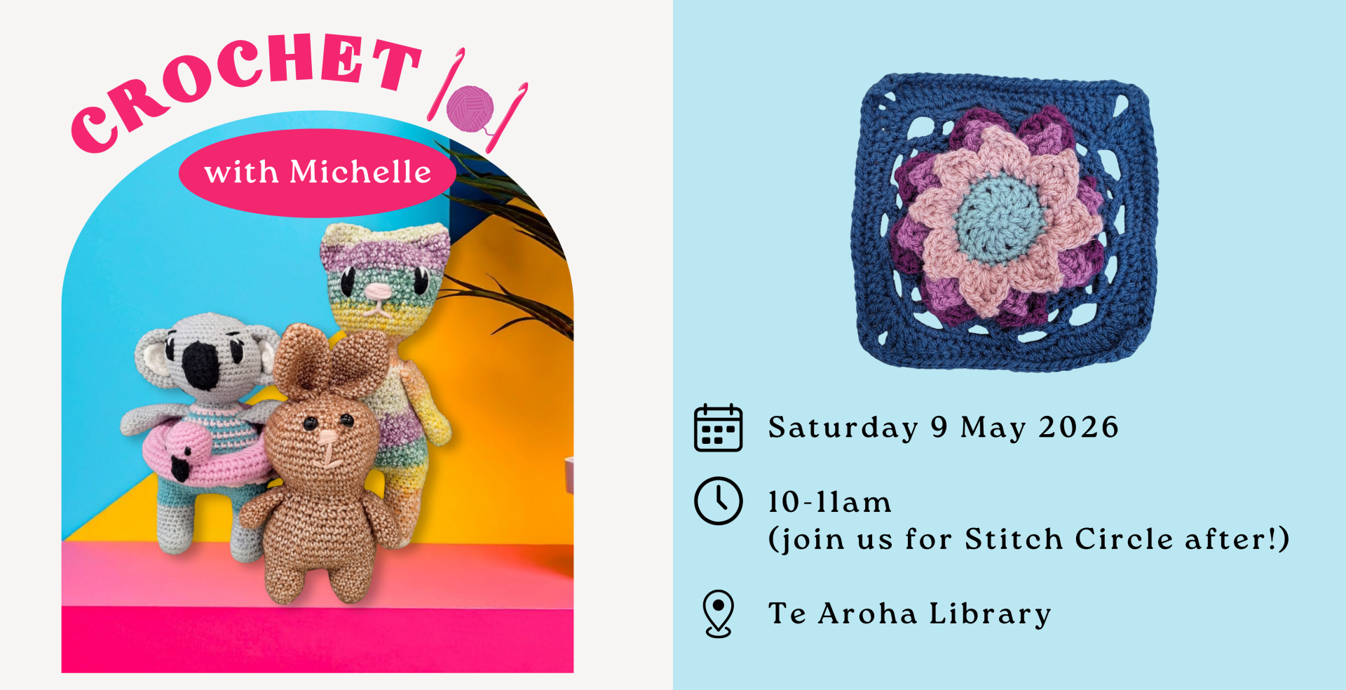 crochet 101 at Te Aroha Library beginners crochet